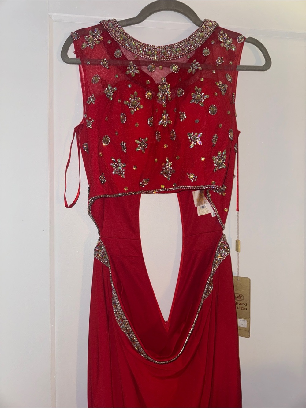 Aspeed Red Two-Piece Beaded Prom Dress